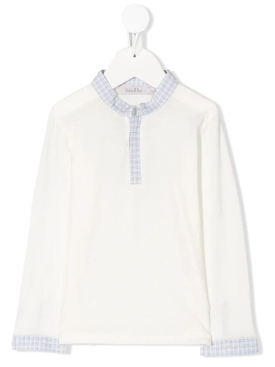 Baby Dior Babies' Check Trim Shirt In White