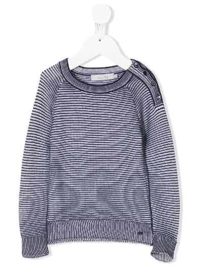 Baby Dior Babies' Striped Knitted Top In Blue
