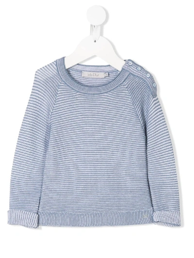 Baby Dior Babies' Round Neck Striped Jumper In Blue