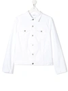 Dondup Teen Embroidered Logo Denim Jacket In White