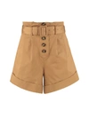 SELF-PORTRAIT CAMEL CANVAS TURN UP SHORTS,11390395