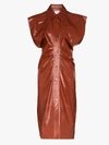 Bottega Veneta Cutout Patent-leather Midi Dress In Red