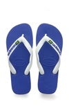 Havaianas Brasil Logo Flip Flops In Marine Blue/ Marine Blue