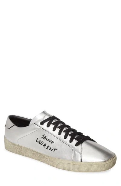 Saint Laurent Low Top Sneaker In Silver/ Nero