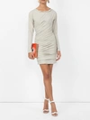 ALEXANDER WANG BUSTIER RUCHED MINI DRESS GREY