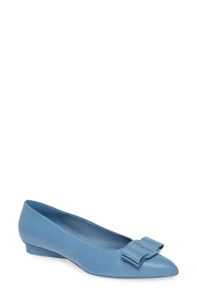 Ferragamo Viva Bow Ballet Flat In Chambray