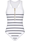 Heidi Klein Core Textured Striped Racerback One-piece Swimsuit In Weiss