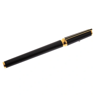 Pre-owned St Dupont Montparnasse Black Lacquer Gold Plated Fountain Pen