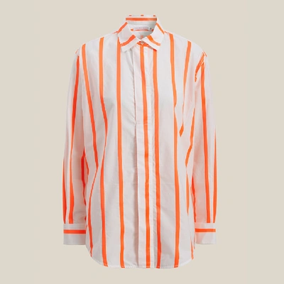 Pre-owned Victoria Beckham Cream Oversized Striped Button-down Shirt Uk 14