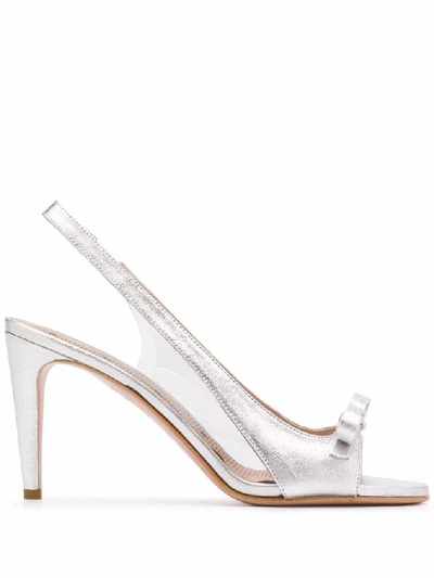Red Valentino Red(v) 100mm Slingback Sandals In Silver