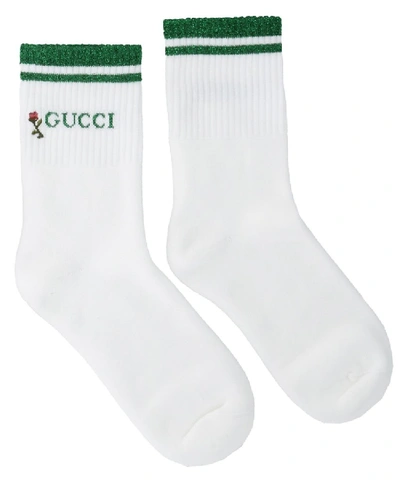 Gucci Gg Jacquard Cotton Blend Tennis Socks In White