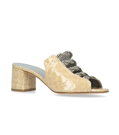Gina Cosmos Embellished Crocodile-embossed Leather Sandals
