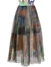 QUETSCHE PLEATED PRINT-LAYERED SKIRT