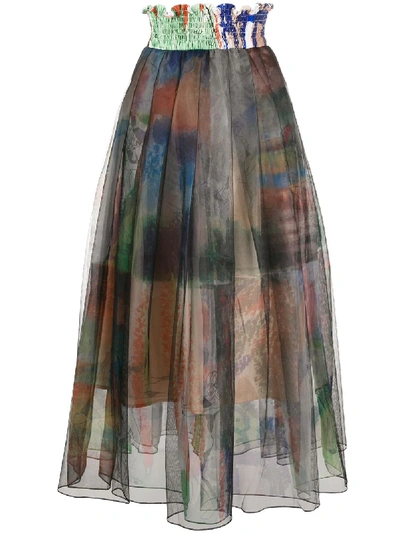 Quetsche Pleated Print-layered Skirt In Multicolor