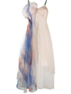 QUETSCHE TULLE-DETAIL MIDI SLIP DRESS