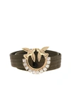 PINKO WILDE JEWEL BELT IN ARMY GREEN