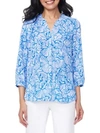 Nydj Pintuck Blue Floral Print Blouse In Nocolor