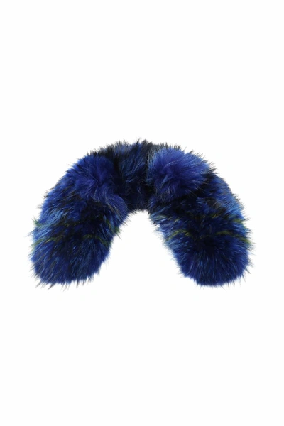 Mr &amp; Mrs Italy Intarsia Raccoon Fur Collar In Bluette Green