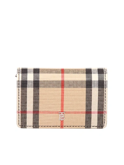 Burberry Vintage Check Card Case With Detachable Strap In Multi