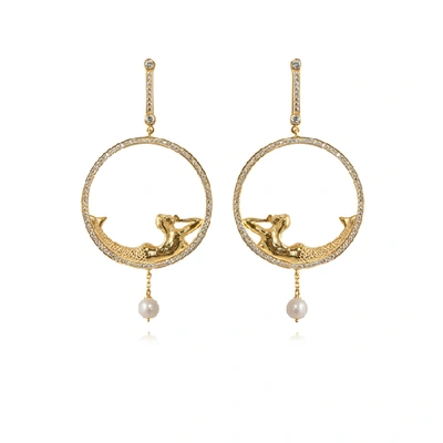 Apples & Figs 24k Gold Vermeil Mermaid & Pearl Earrings