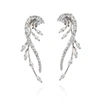 APPLES & FIGS STERLING SILVER CUBIC ZIRCONIA FEATHER CURVE EARRINGS,3382053