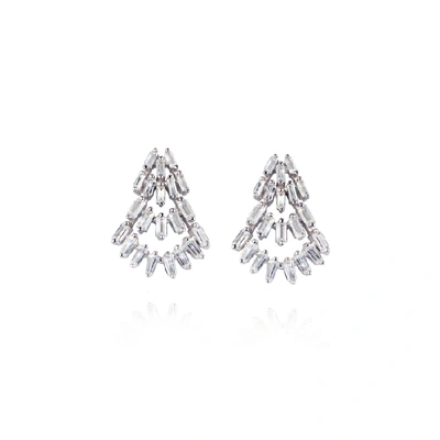 Apples & Figs Sterling Silver Cubic Zirconia Feather Studs