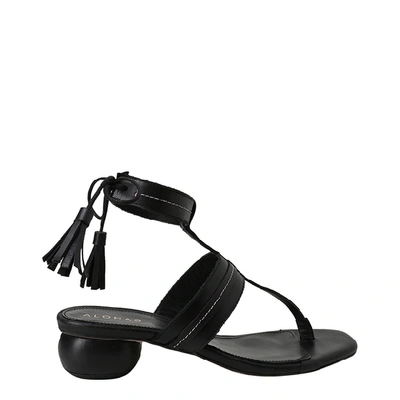 Alohas Coracao Heeled Leather Sandals In Black