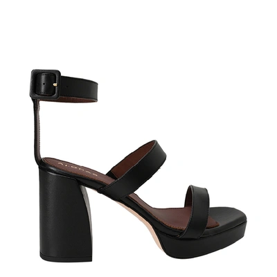 Alohas Lindeza Heeled Leather Sandals In Black