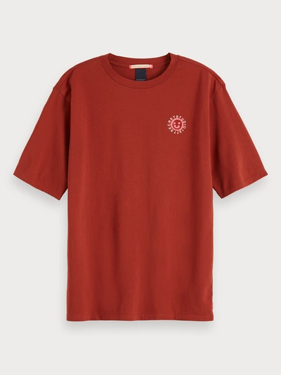 Scotch & Soda Short Sleeved Artwork T-shirt In Red