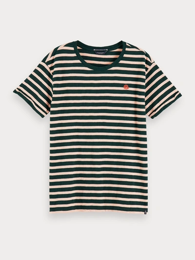 Scotch & Soda Striped Cotton Short Sleeve T-shirt In Black