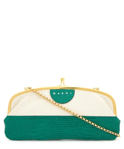 Marni Wide Coin Purse Cross-body Bag In Stone White And Jade