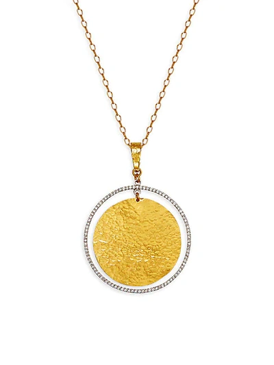 Gurhan 24k & 22k Yellow Gold, 18k White Gold & Diamond Geo Circle Pendant Necklace