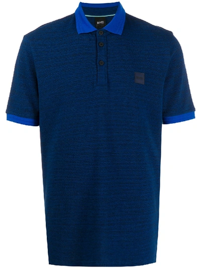 Hugo Boss Logo Patch Polo Shirt In Blue