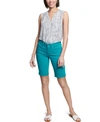 Nydj Briella Cuffed Denim Bermuda Shorts In Feather In Cabana Green