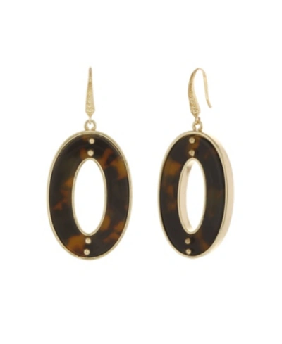 Laundry By Shelli Segal Tortoise Drop Pave Stones Earring In Brown