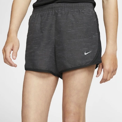 Nike Dri-fit Tempo Big Kids' Running Shorts In Black Heather,black,black,wolf Grey