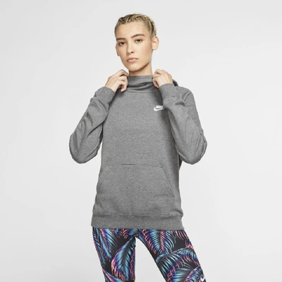 Nike Sportswear Essential Women's Funnel-neck Fleece Pullover Hoodie In Grey