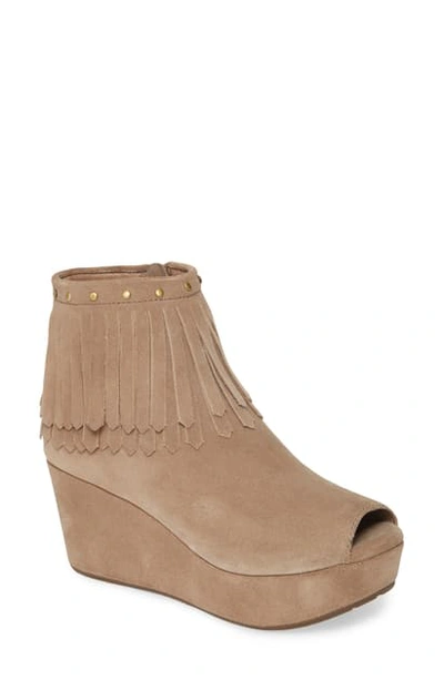 Chocolat Blu Wick Peep Toe Platform Bootie In Taupe Suede