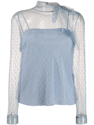 Red Valentino Bluse Aus Point D'esprit In Blue