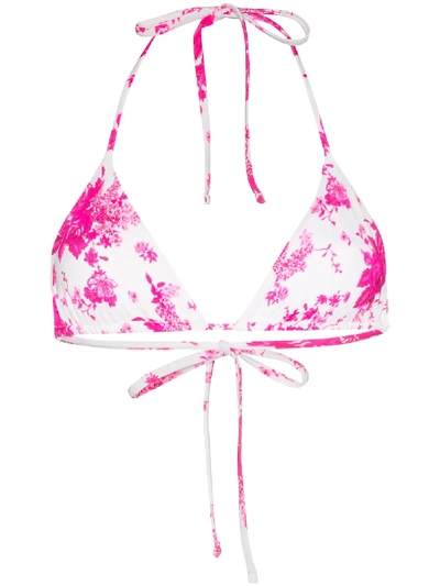 Frankies Bikinis Pink Tavi Floral Print Bikini Top