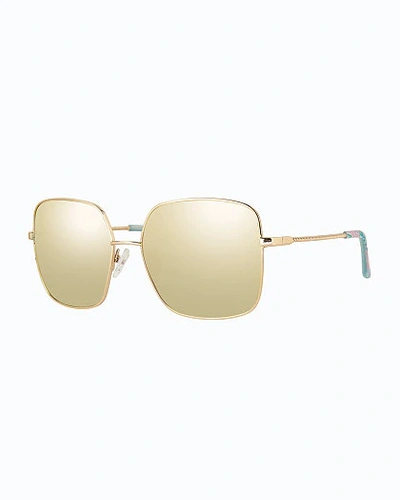 Lilly Pulitzer Aubree Sunglasses In Gold Metallic Hip Nautic