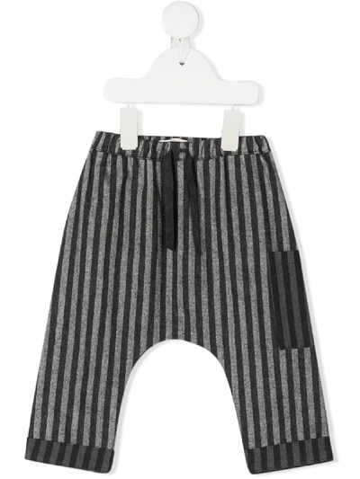 Message In The Bottle Babies' Drawstring Striped Trousers In Black