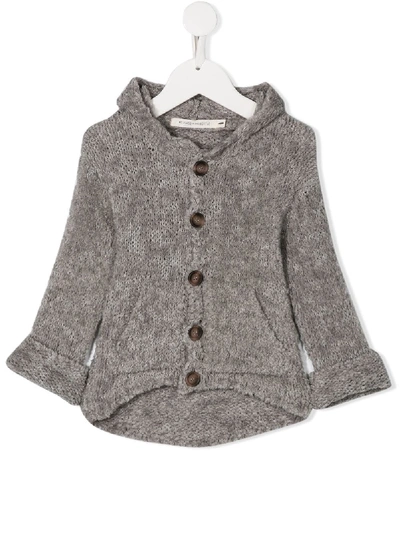 Message In The Bottle Babies' Hooded Button Cardigan In Grey