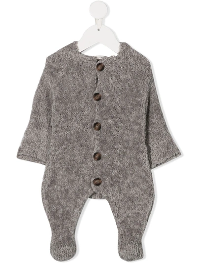 Message In The Bottle Babies' Hooded Knit Pyjamas In Grey