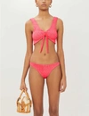 Hunza G Angela Tied-front Mid-rise Bikini In Pink+berry