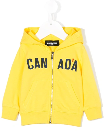 Dsquared2 Babies' Canada Logo Hoodie In Yellow