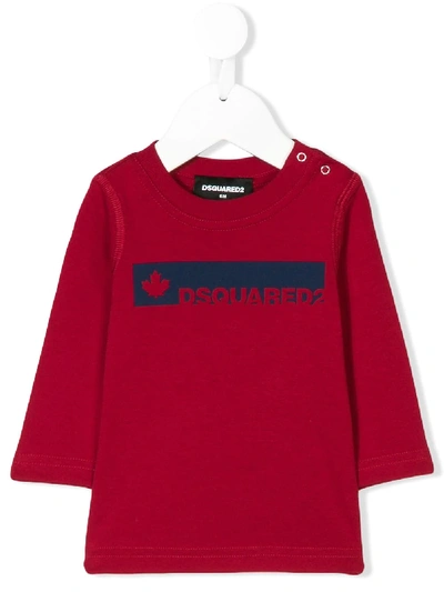 Dsquared2 Babies' Panelled Logo Top In Red