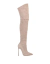 Casadei Thigh-length Leather Boots In Beige