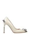 Alexander Mcqueen 105mm Spiked Leather Pumps In Silver/white