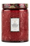 VOLUSPA JAPONICA GOJI TAROCCO ORANGE LARGE EMBOSSED GLASS JAR CANDLE,7231